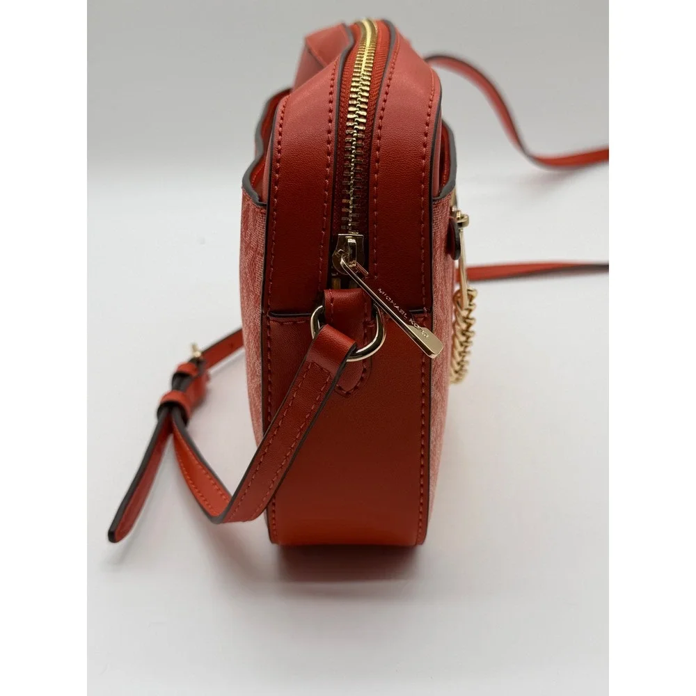 Michael Kors Jet Set Large EW Crossbody Bag Orange Pink Monogram Logo